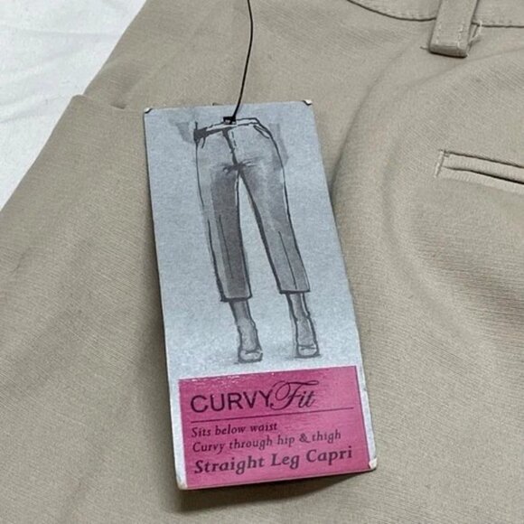 Apt 9 Curvy Capri Women's 22W Khaki Straight Cotton Stretch Pants Kohl's $48 NWT - Picture 8 of 14